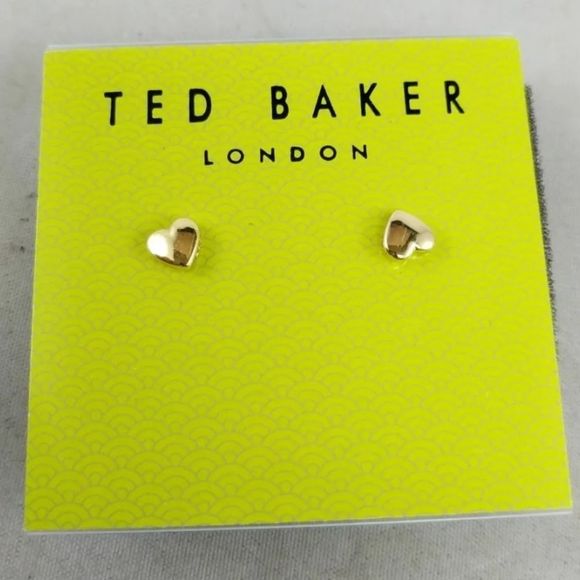 NWT TED BAKER LONDON CHUNKY LITTLE GOLD HEART EARRINGS